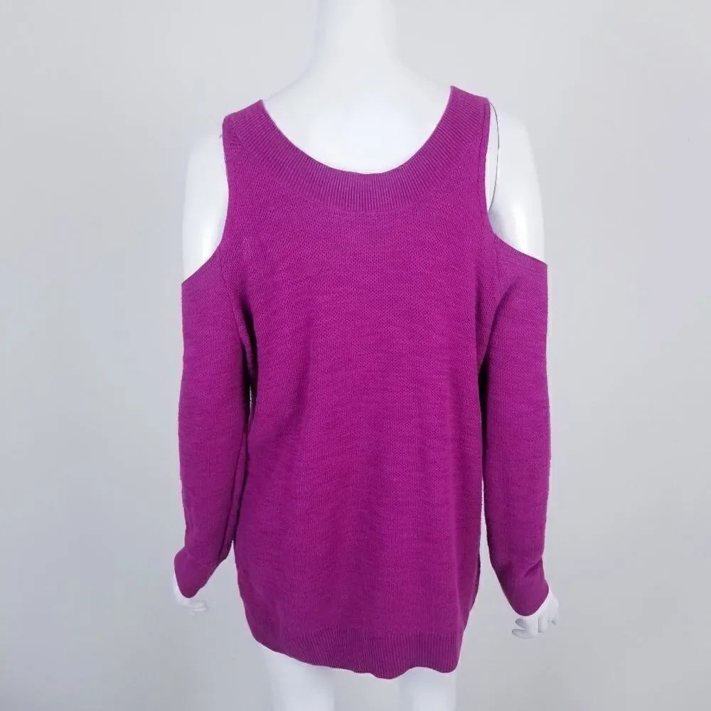 Express Pink Lace Up Cold Shoulder Sweater Medium - Picture 6 of 6